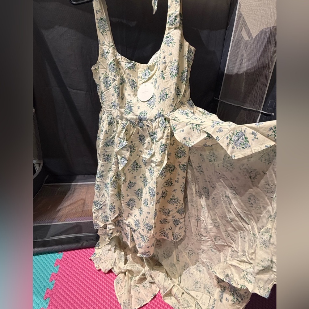 Floral High-Low Dress- shoulders baby doll M - Picture 4 of 9